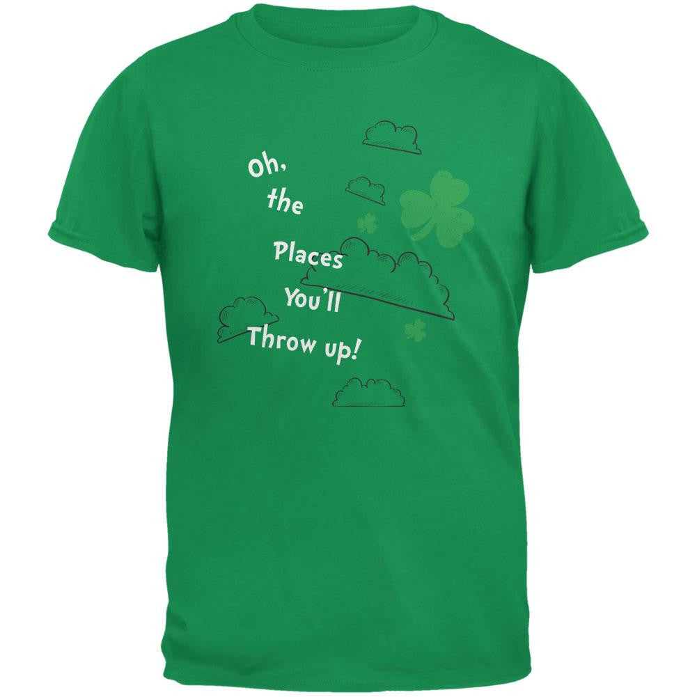 St. Patrick's Day - Oh The Places Irish Green Adult T-Shirt Men's T-Shirts Old Glory 2XL Green
