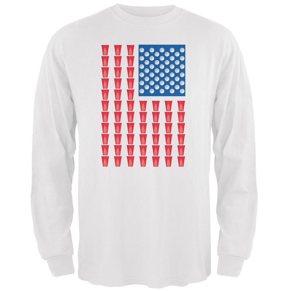 American Flag Party Cups White Adult Long Sleeve T-Shirt Men's Long Sleeves Old Glory 2XL White