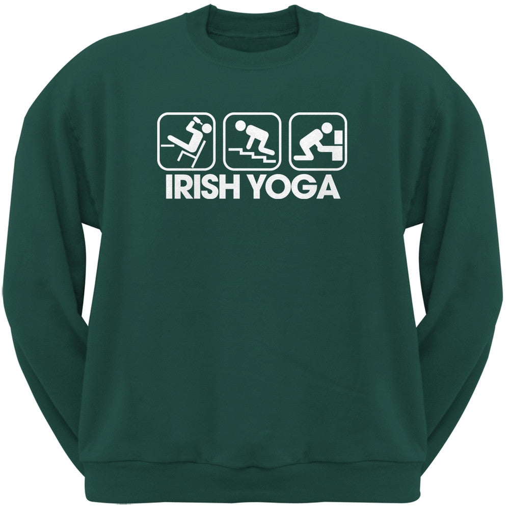 St. Patrick's Day - Irish Yoga Forest Green Adult Sweatshirt Men's Sweatshirts Old Glory 2XL Green
