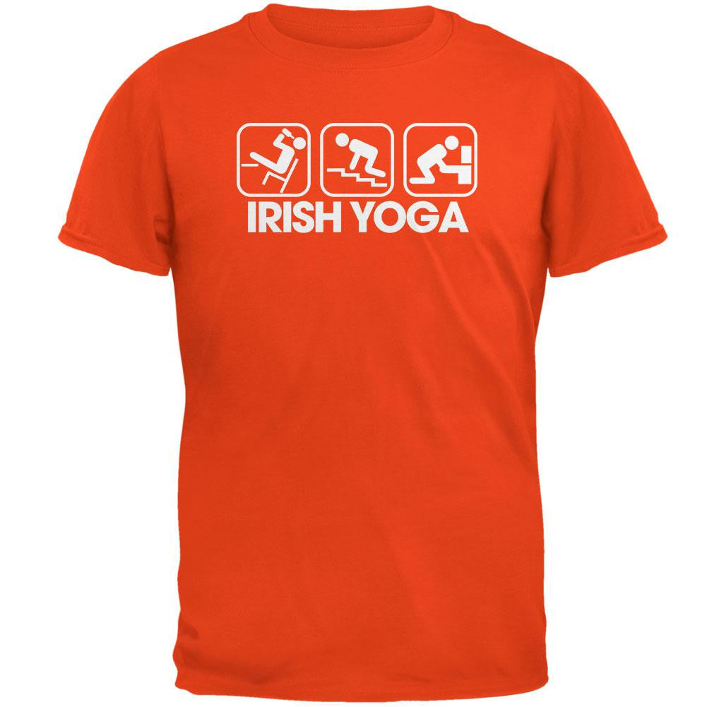 St. Patrick's Day - Irish Yoga Orange Adult T-Shirt Men's T-Shirts Old Glory 2XL Orange