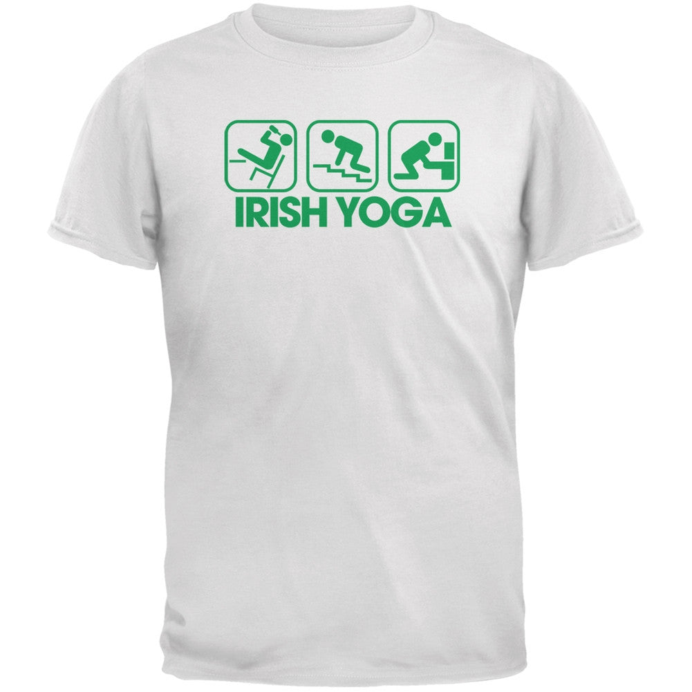 St. Patrick's Day - Irish Yoga White Adult T-Shirt Men's T-Shirts Old Glory 2XL White