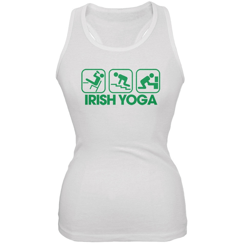 St. Patrick's Day - Irish Yoga White Soft Juniors Tank Top Juniors Tank Tops Old Glory 2XL White