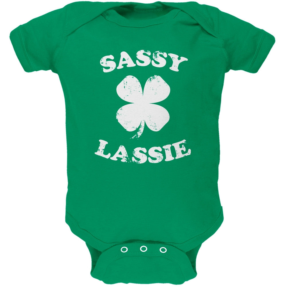 St. Patricks Day - Sassy Irish Lassie Kelly Green Soft Baby One Piece Baby One Piece Old Glory 0-3M Green