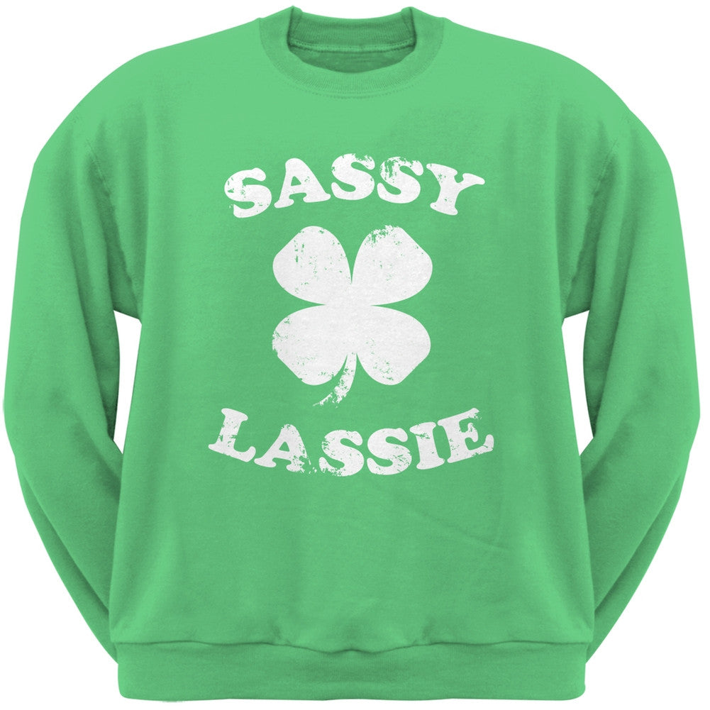 St. Patricks Day - Sassy Irish Lassie Irish Green Adult Sweatshirt Men's Sweatshirts Old Glory 2XL Green