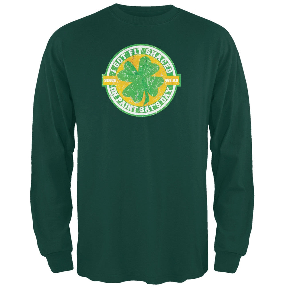 St. Patricks Day - Fit Shaced Funny Forest Green Adult Long Sleeve T-Shirt Men's Long Sleeves Old Glory 2XL Green