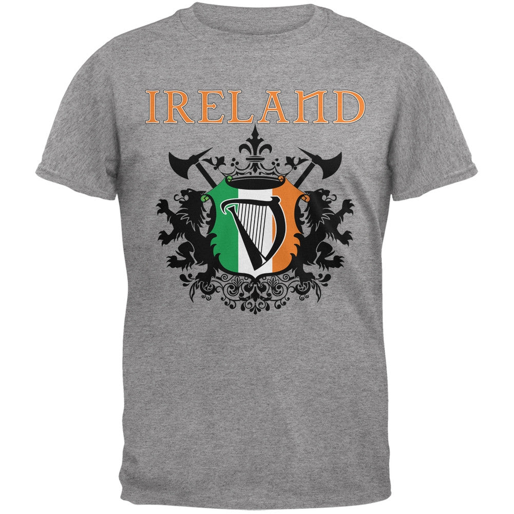 St. Patricks Day - Heraldic Irish Harp Heather Grey Adult T-Shirt Men's T-Shirts Old Glory 2XL Grey