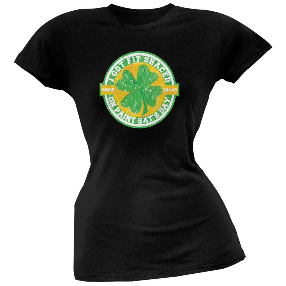 St. Patricks Day - Fit Shaced Funny Black Juniors Soft T-Shirt Juniors T-Shirts Old Glory 2XL Black