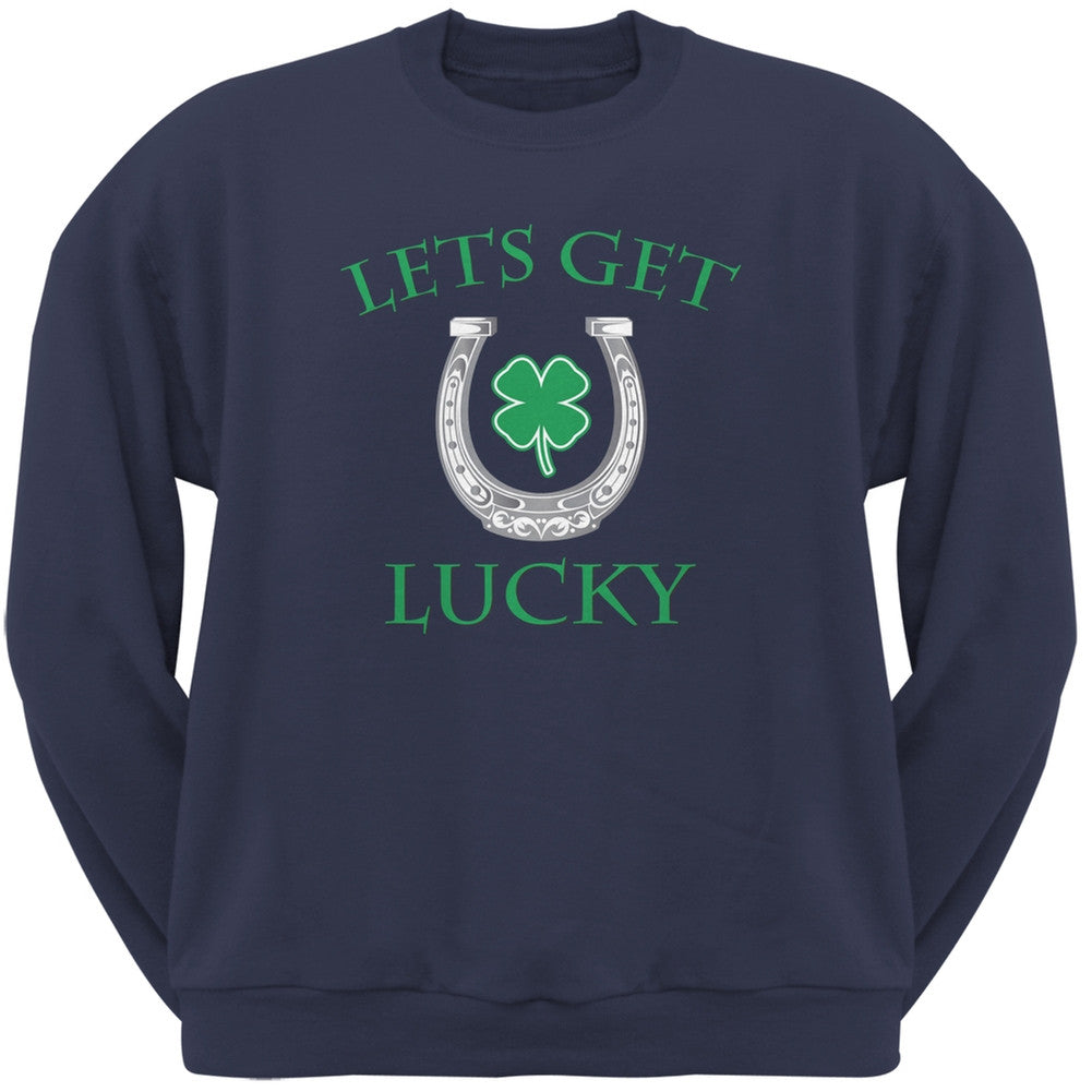 St. Patricks Day - Lets Get Lucky Navy Adult Sweatshirt Men's Sweatshirts Old Glory 2XL Blue