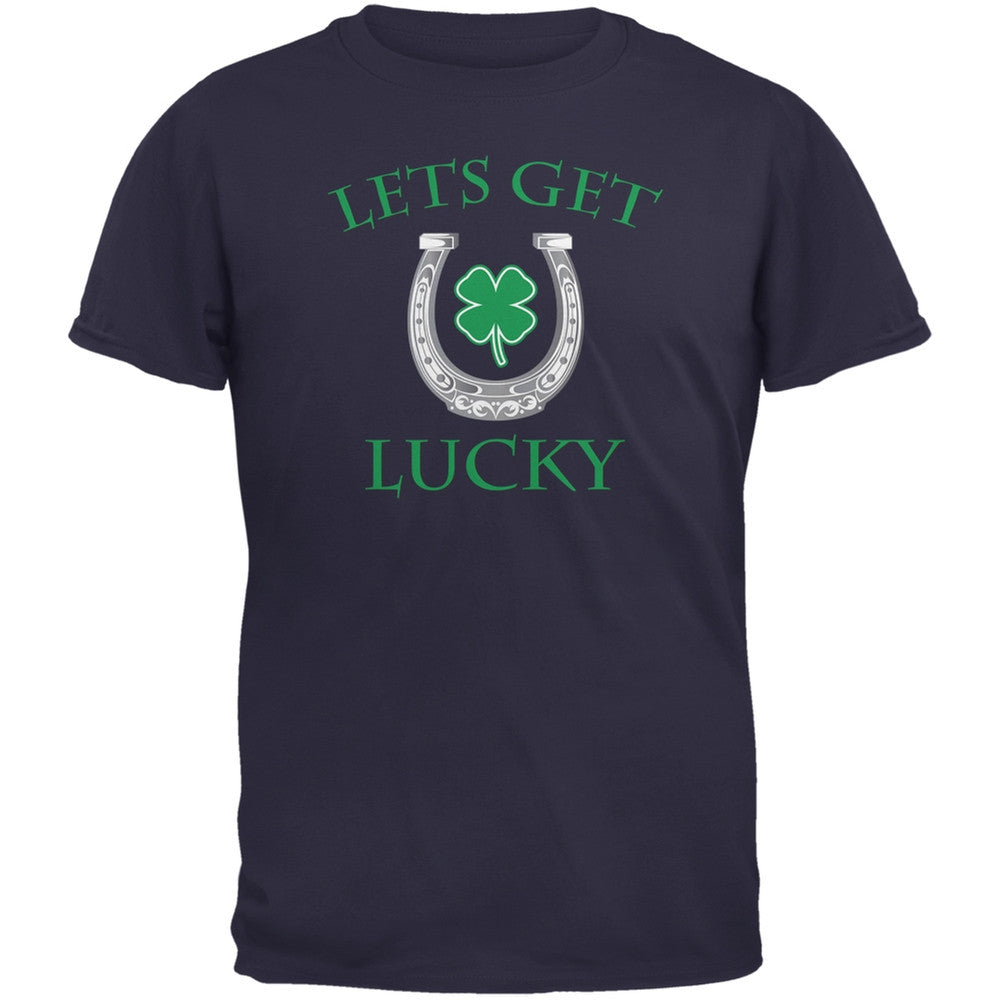 St. Patricks Day - Lets Get Lucky Navy Adult T-Shirt Men's T-Shirts Old Glory 2XL Blue