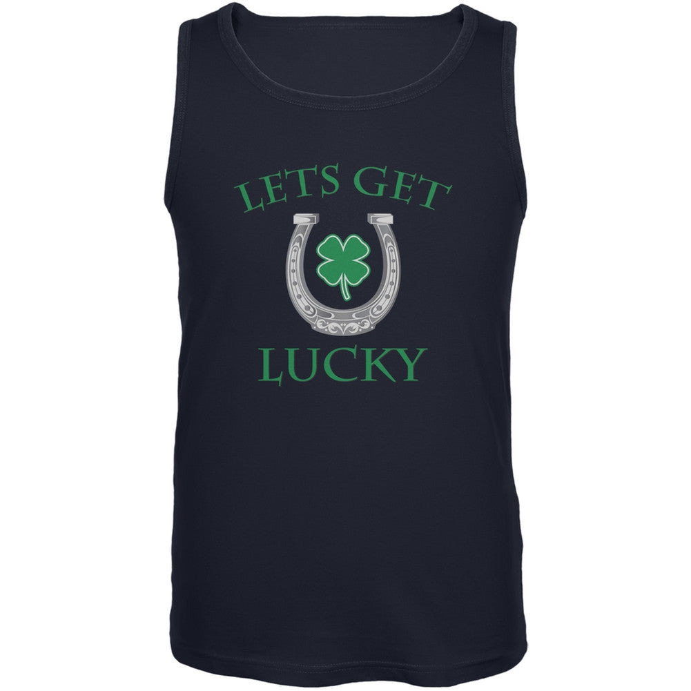 St. Patricks Day - Lets Get Lucky Navy Adult Sleeveless Shirt Men's T-Shirts Old Glory 2XL Blue