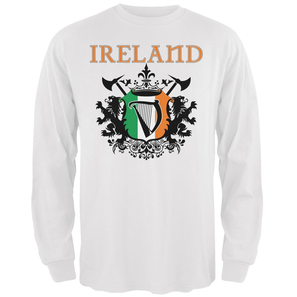 St. Patricks Day - Heraldic Irish Harp White Adult Long Sleeve T-Shirt Men's Long Sleeves Old Glory 2XL White