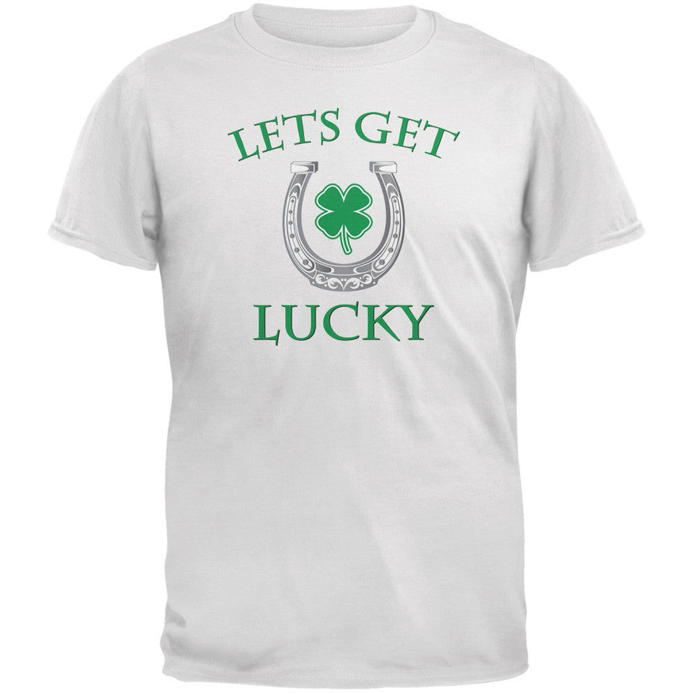 St. Patricks Day - Lets Get Lucky White Adult T-Shirt Men's T-Shirts Old Glory 2XL White