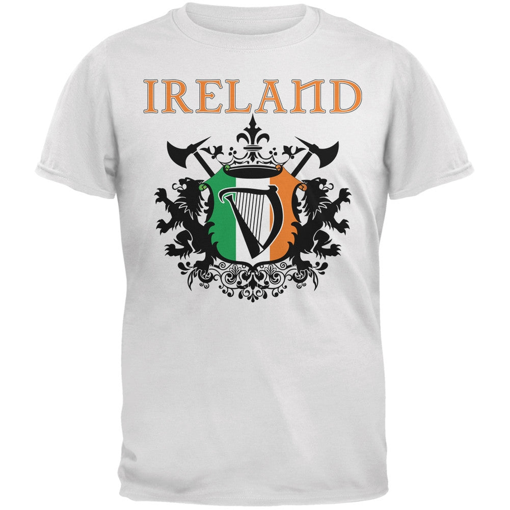 St. Patricks Day - Heraldic Irish Harp White Adult T-Shirt Men's T-Shirts Old Glory 2XL White