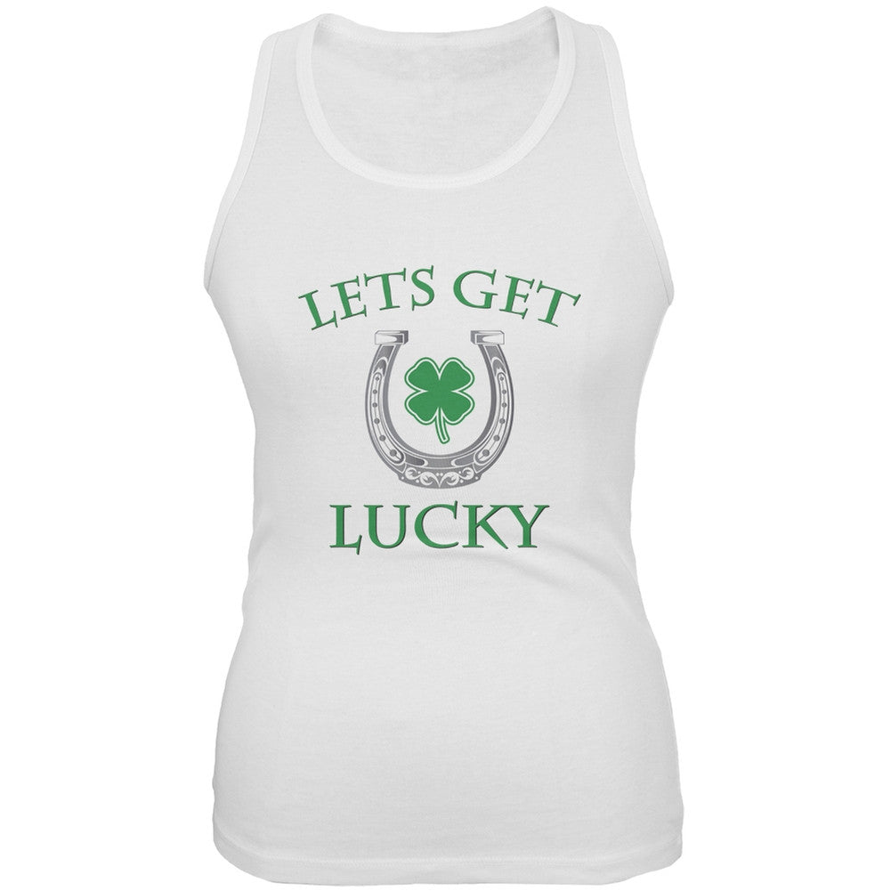St. Patricks Day - Lets Get Lucky White Soft Juniors Tank Juniors Tank Tops Old Glory 2XL White