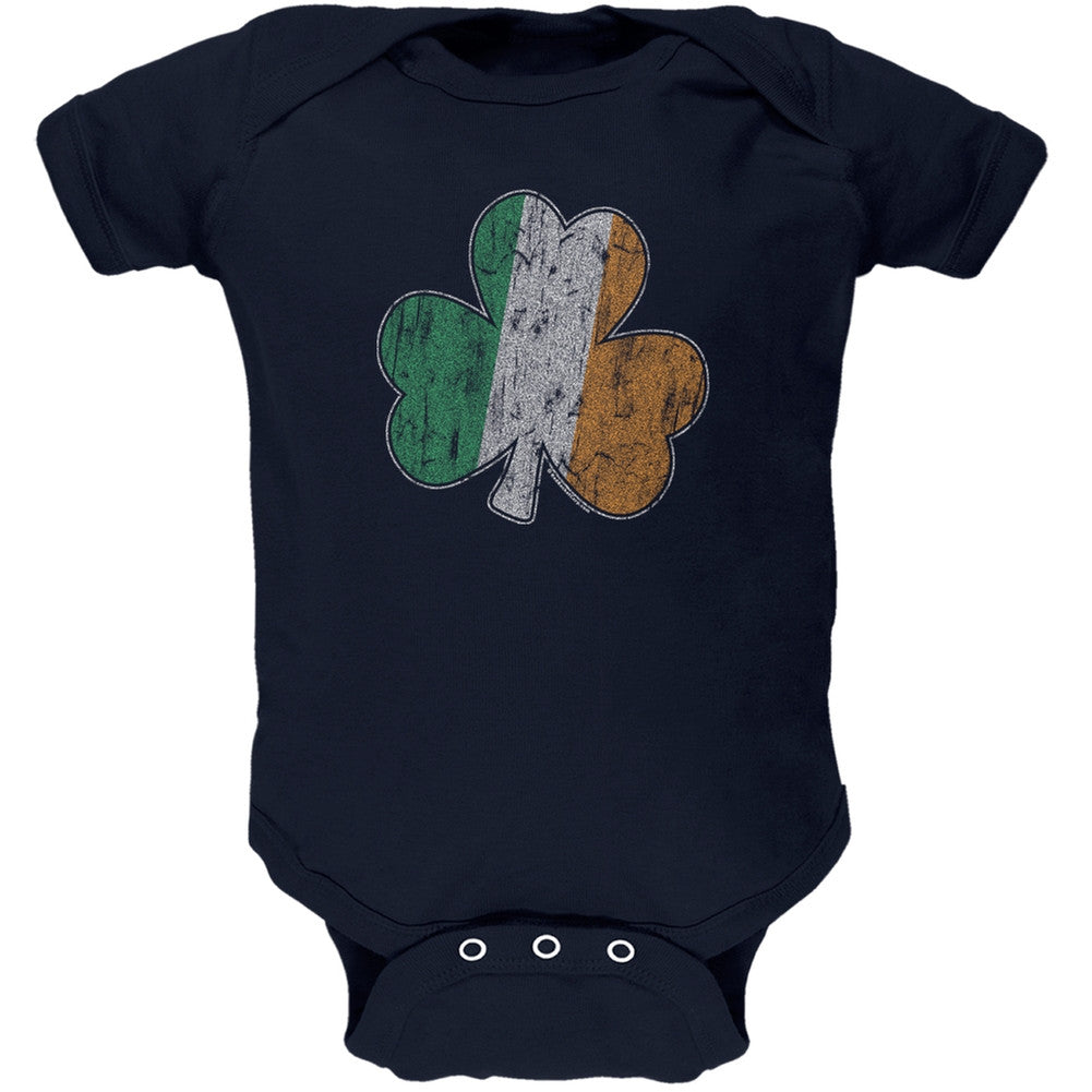 St. Patricks Day - Shamrock Flag Navy Soft Baby One Piece Baby One Piece Old Glory 0-3M Blue