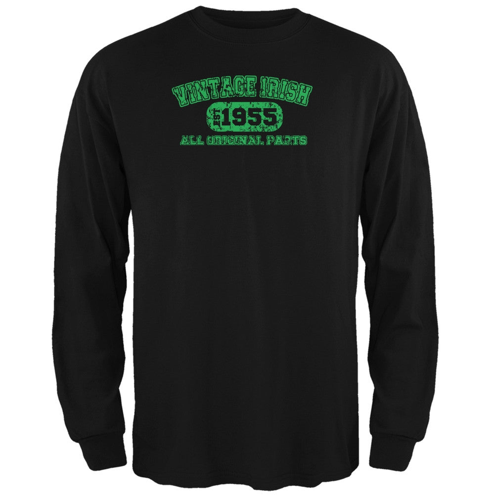 St. Patricks Day - Vintage Irish 1955 Black Adult Long Sleeve T-Shirt Men's Long Sleeves Old Glory 2XL Black