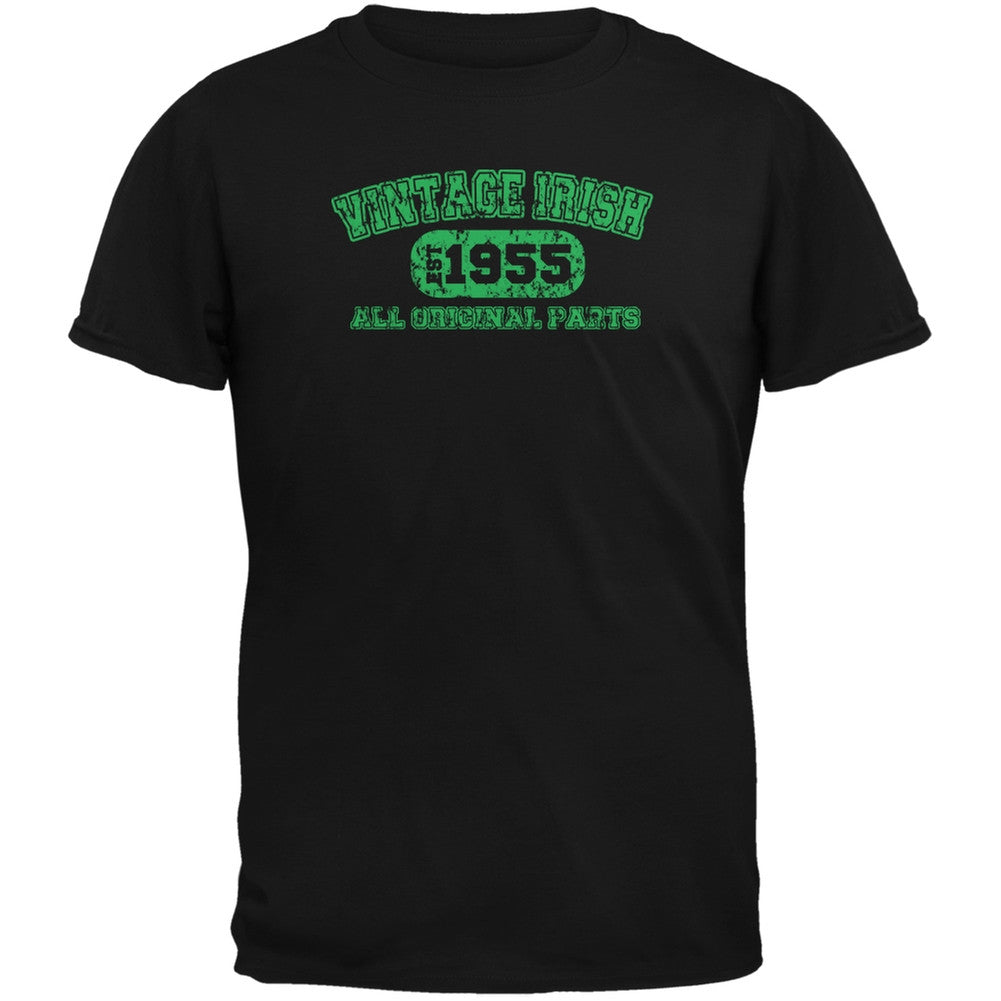 St. Patricks Day - Vintage Irish 1955 Black Adult T-Shirt Men's T-Shirts Old Glory 2XL Black