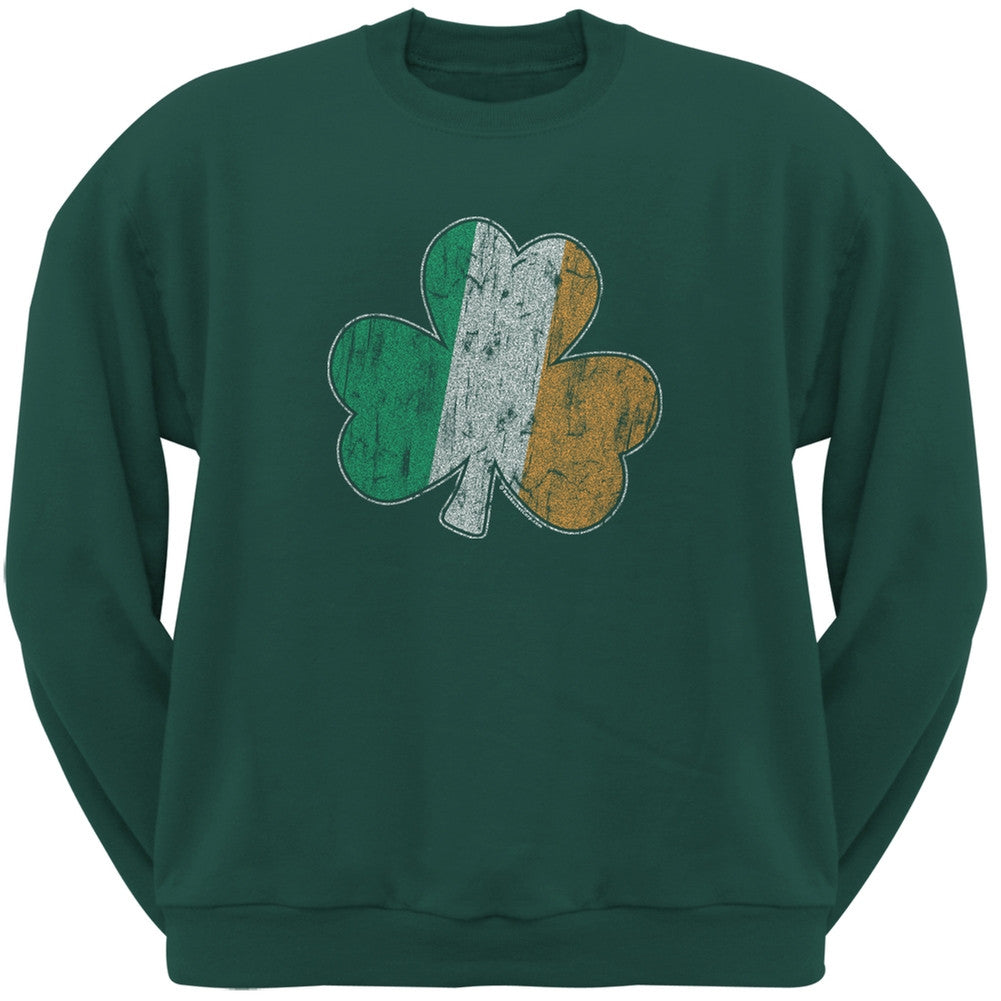 St. Patricks Day - Shamrock Flag Forest Green Adult Sweatshirt Men's Sweatshirts Old Glory 2XL Green