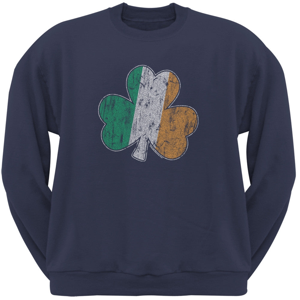 St. Patricks Day - Shamrock Flag Navy Adult Sweatshirt Men's Sweatshirts Old Glory 2XL Blue
