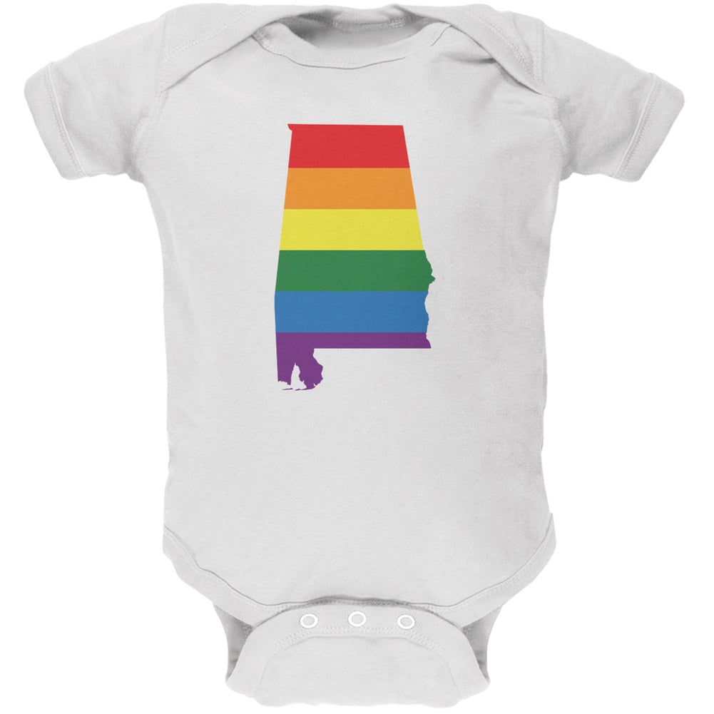 Alabama LGBT Gay Pride Rainbow White Soft Baby One Piece Baby One Piece Old Glory 0-3M White