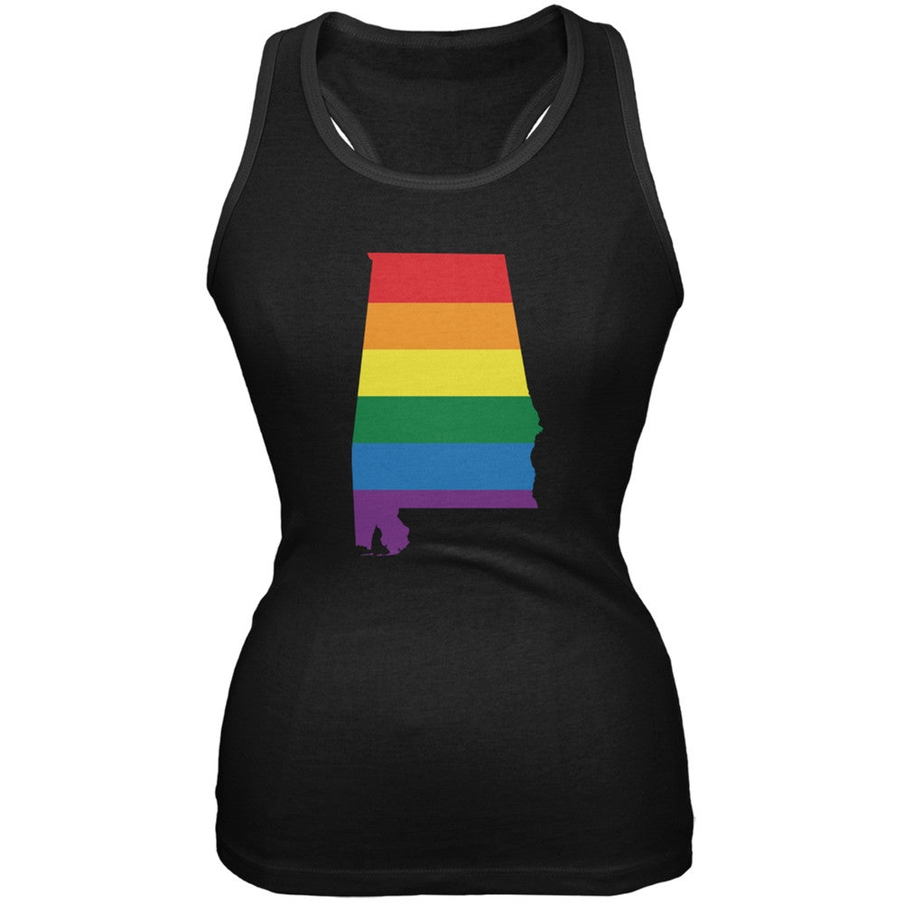 Alabama LGBT Lesbian Pride Rainbow Black Juniors Soft Tank Top Juniors Tank Tops Old Glory 2XL Black