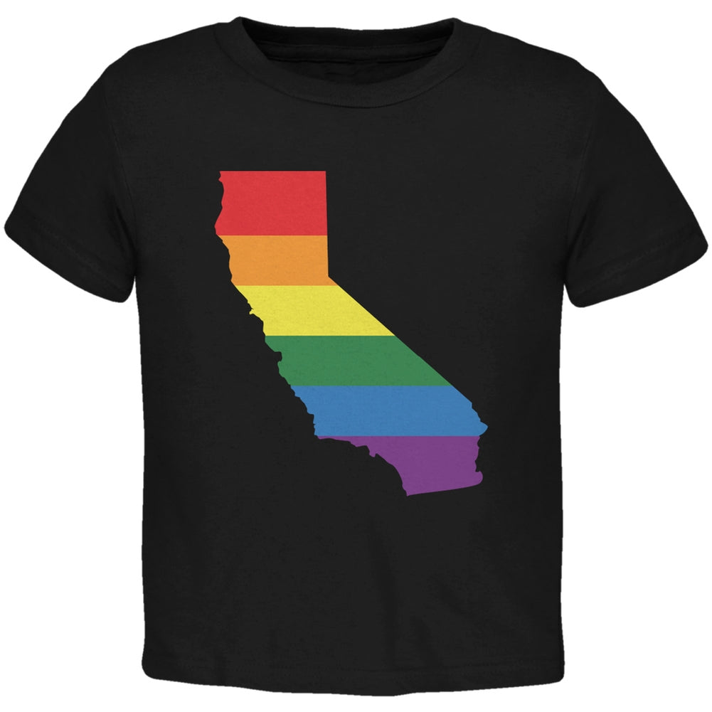 California LGBT Gay Pride Rainbow Black Toddler T-Shirt Toddler T-Shirts Old Glory 2T Black