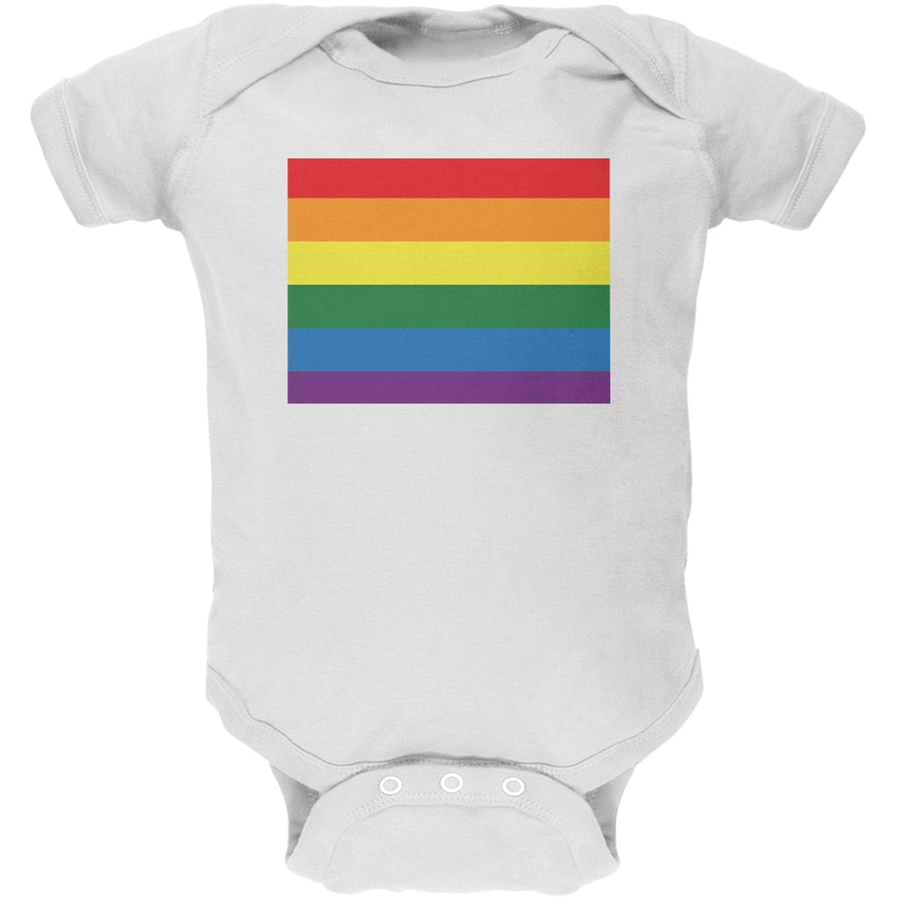 Colorado LGBT Gay Pride Rainbow White Soft Baby One Piece Baby One Piece Old Glory 0-3M White