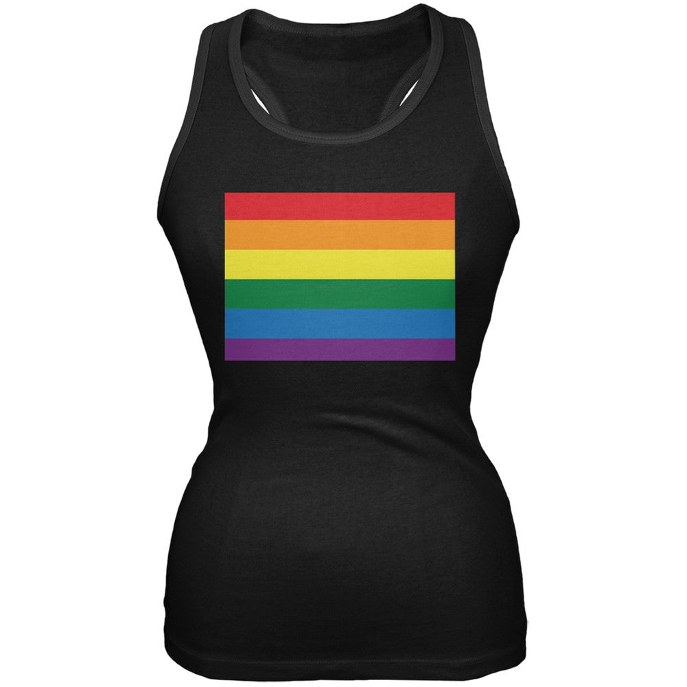 Colorado LGBT Lesbian Pride Rainbow Black Juniors Soft Tank Top Juniors Tank Tops Old Glory 2XL Black