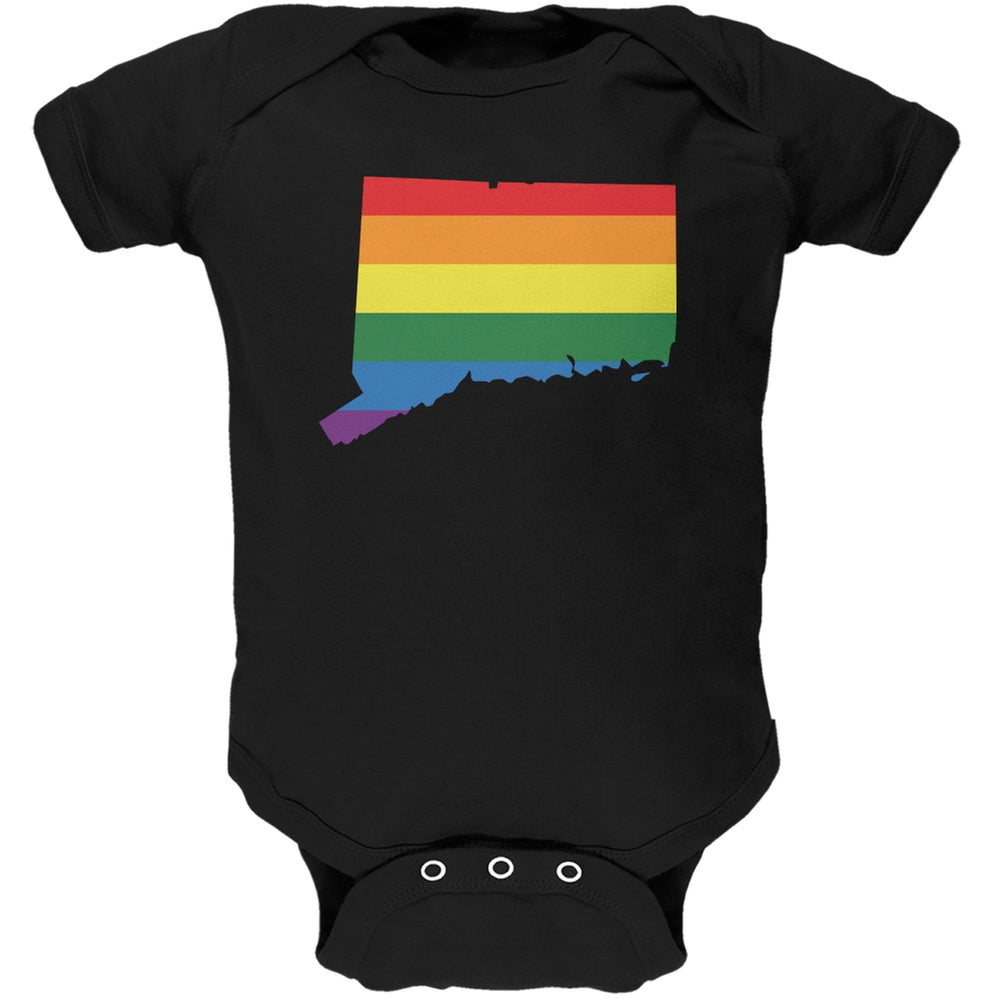 Connecticut LGBT Gay Pride Rainbow Black Soft Baby One Piece Baby One Piece Old Glory 0-3M Black