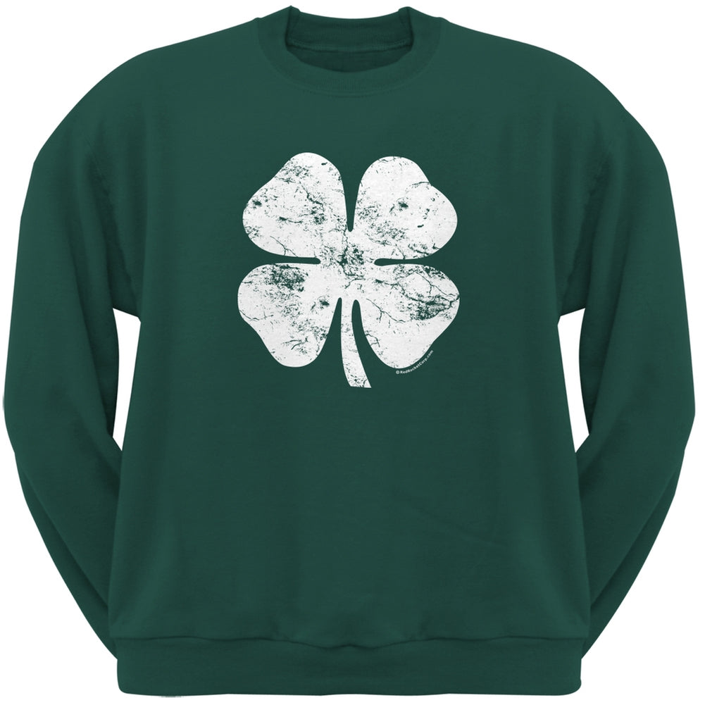 St. Patricks Day - Distressed Shamrock Forest Green Adult Sweatshirt Men's Sweatshirts Old Glory 2XL Green