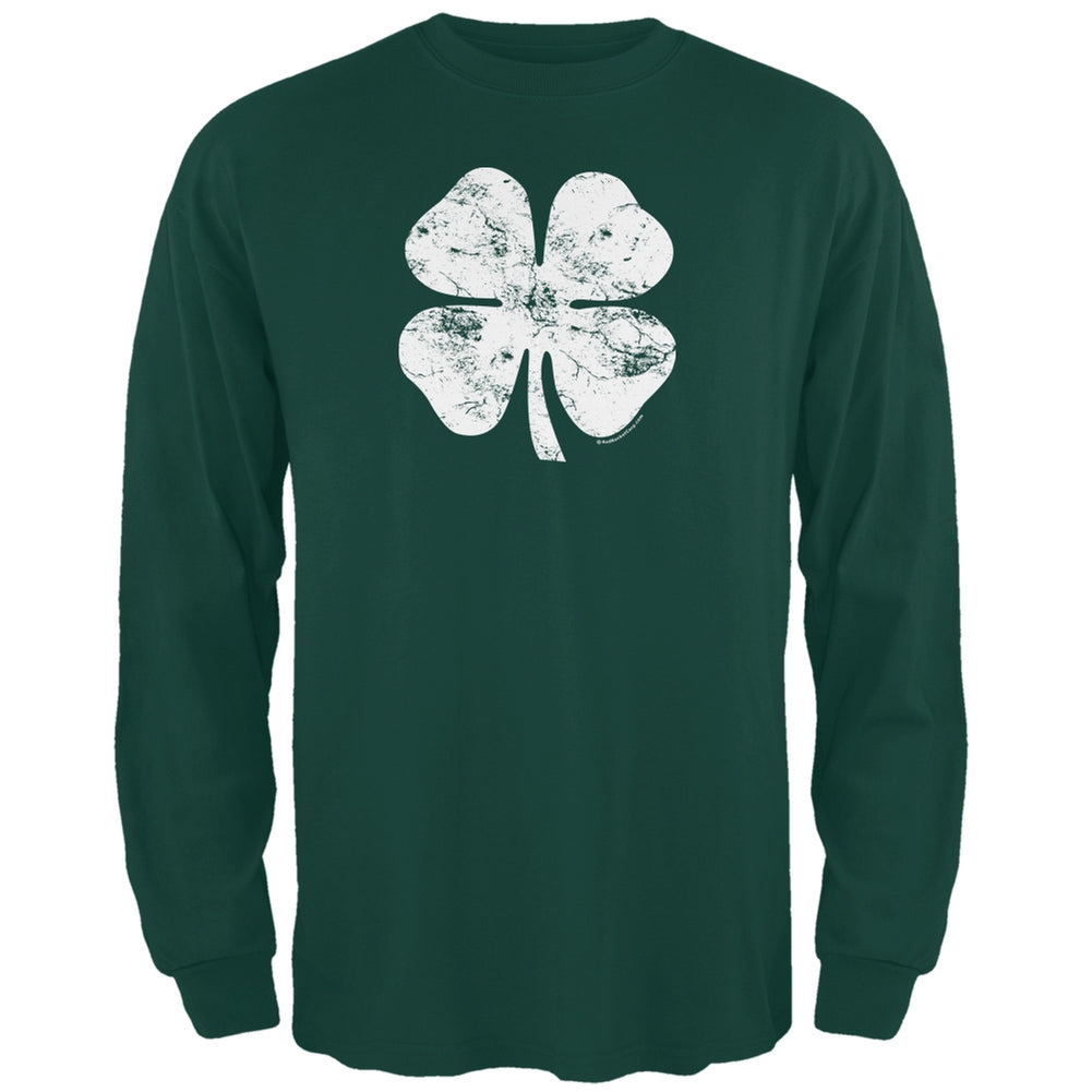 St. Patricks Day - Distressed Shamrock Forest Adult Long Sleeve T-Shirt Men's Long Sleeves Old Glory SM Green