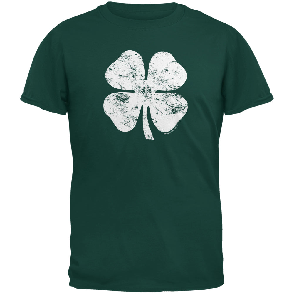 St. Patricks Day - Distressed Shamrock Forest Green Adult T-Shirt Men's T-Shirts Old Glory 3XL Forest Green