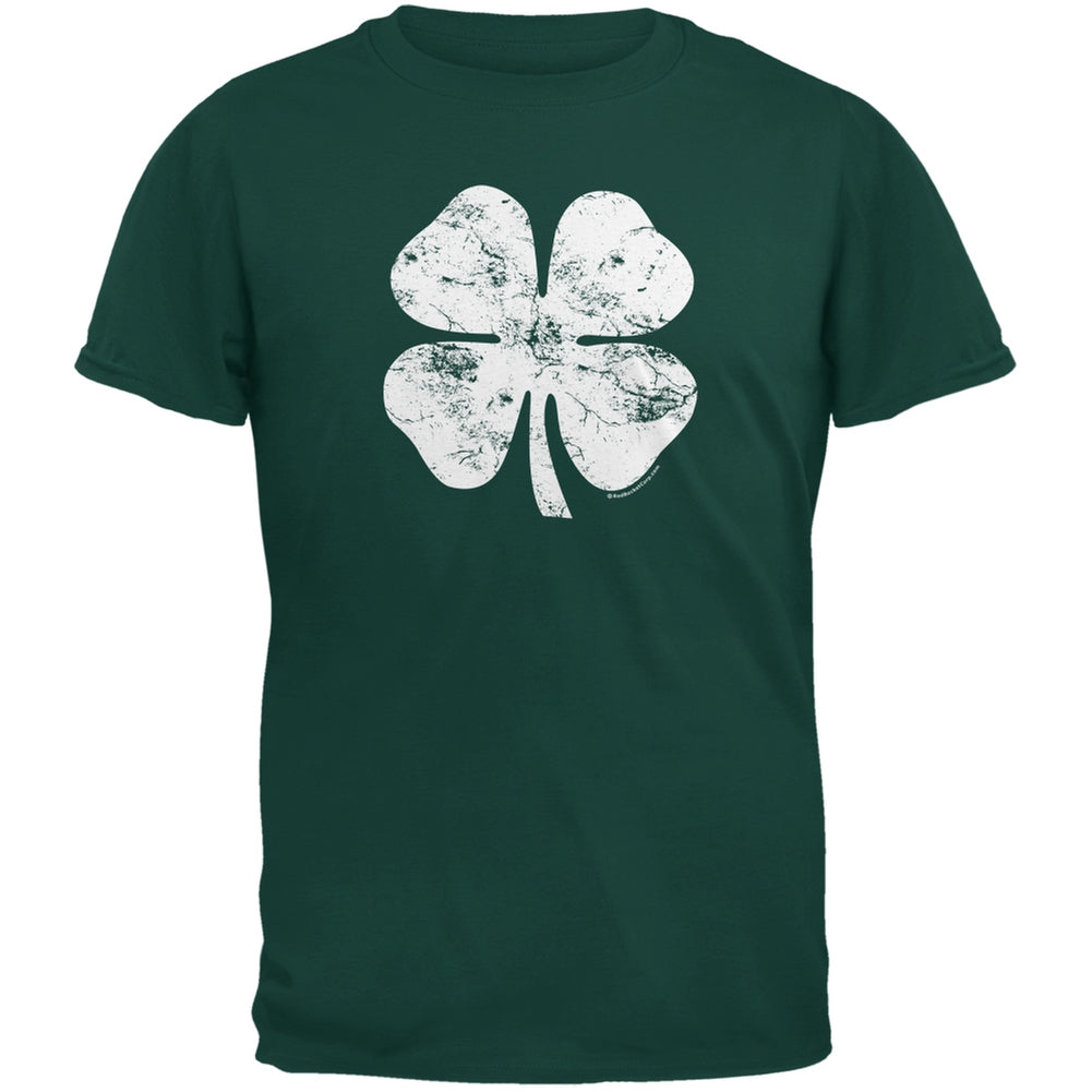 St. Patricks Day - Distressed Shamrock Forest Green Adult T-Shirt Men's T-Shirts Old Glory 2XL Green