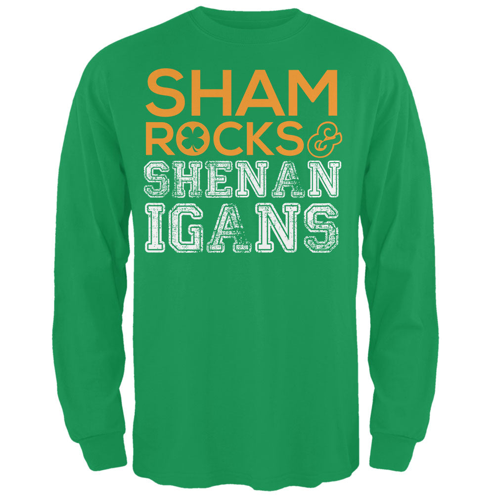 St. Patricks Day - Shamrocks & Shenanigans Green Long Sleeve T-Shirt Men's Long Sleeves Old Glory 2XL Green