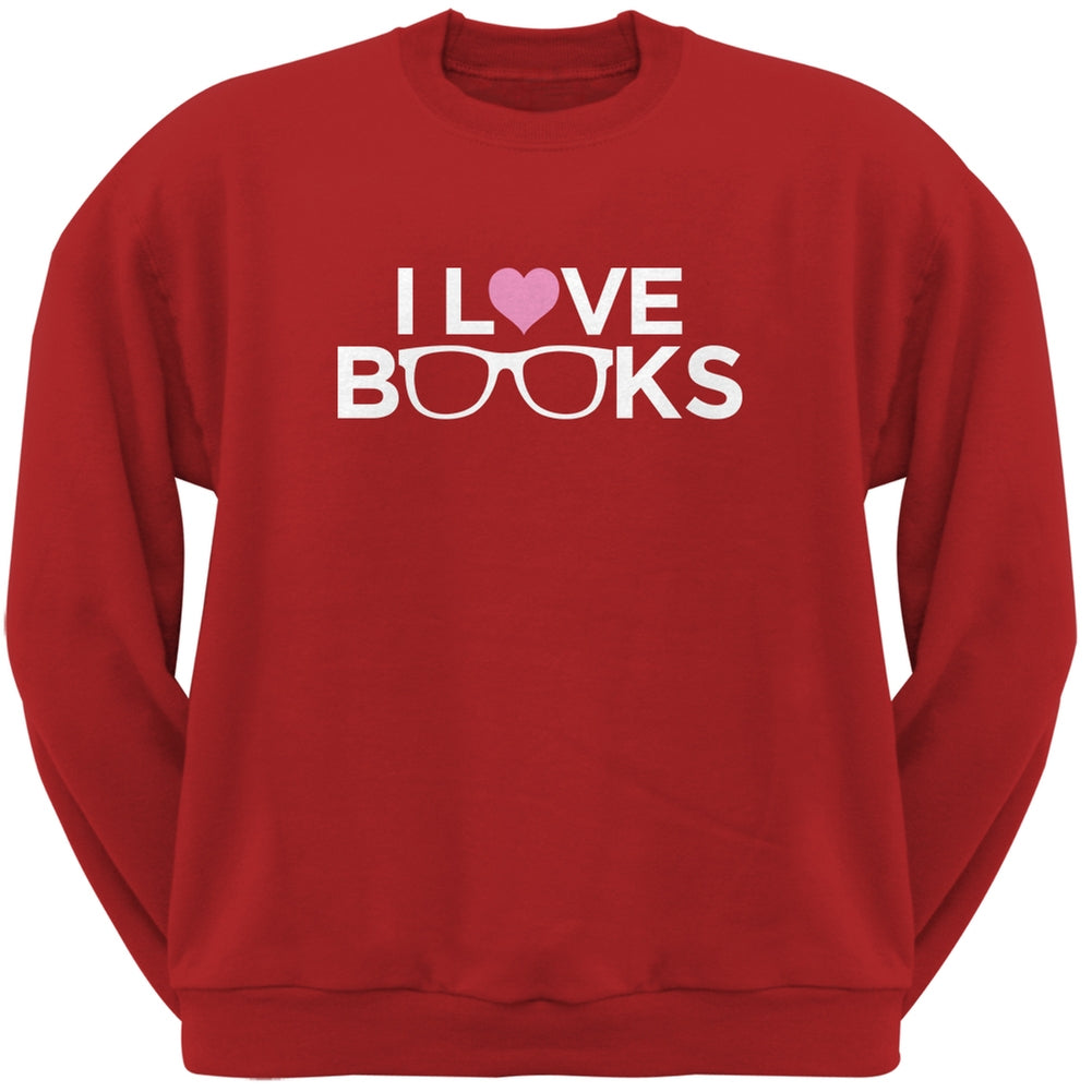 I Love Books Red Adult Sweatshirt Men's Sweatshirts Books/Novels SM Red