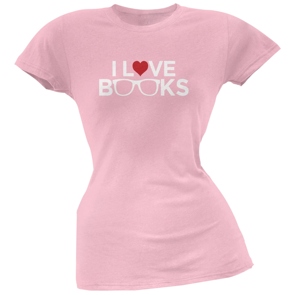 I Love Books Light Pink Soft Juniors T-Shirt Juniors T-Shirts Books/Novels SM Pink