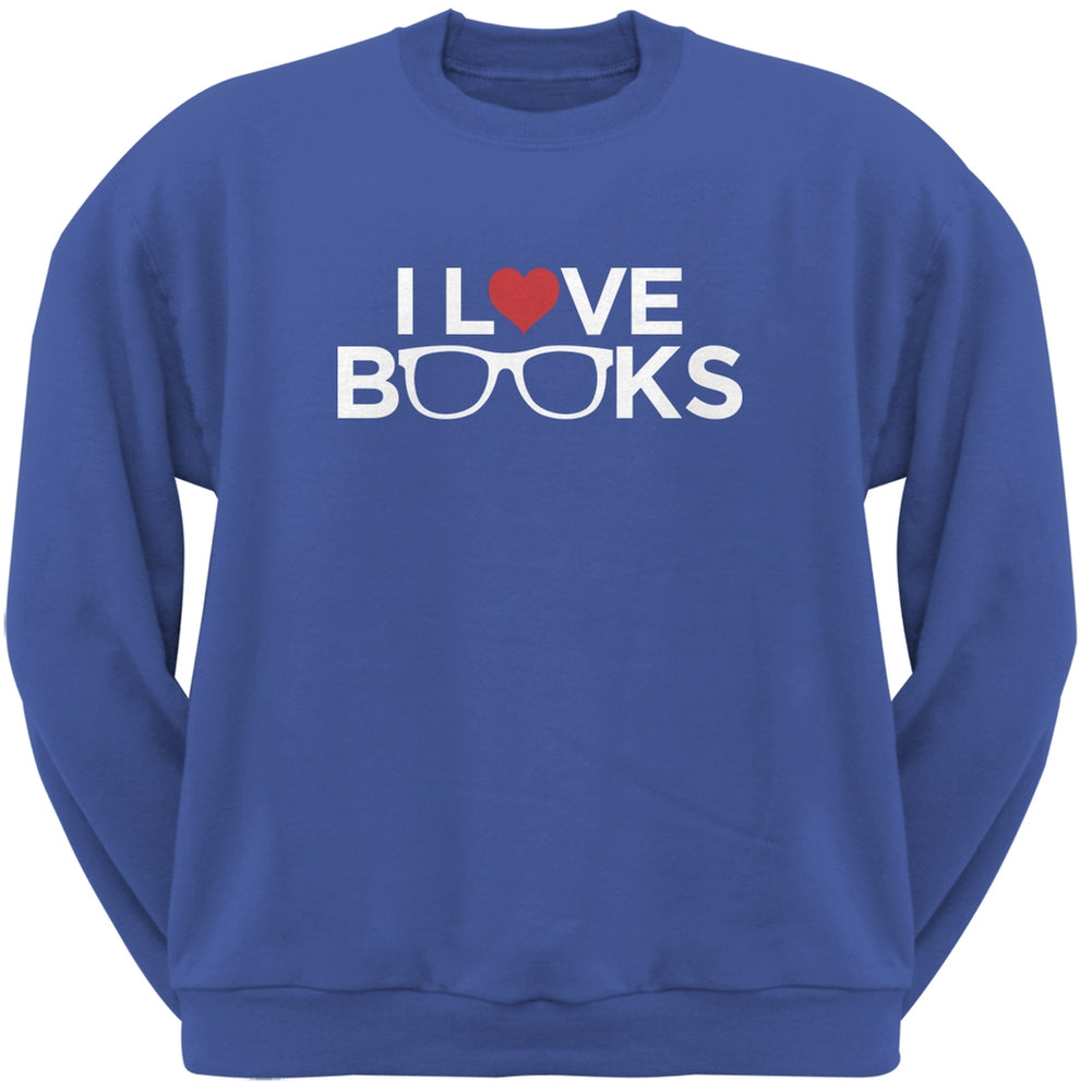 I Love Books Blue Adult Sweatshirt Men's Sweatshirts Books/Novels SM Blue