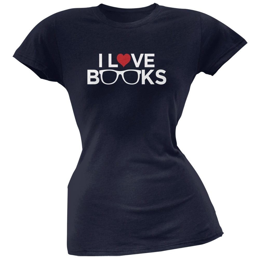 I Love Books Navy Soft Juniors T-Shirt Juniors T-Shirts Books/Novels SM Blue