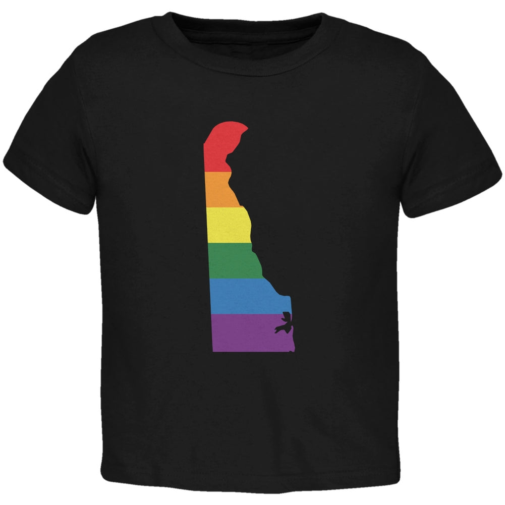 Delaware LGBT Gay Pride Rainbow Black Toddler T-Shirt Toddler T-Shirts Old Glory 2T Black