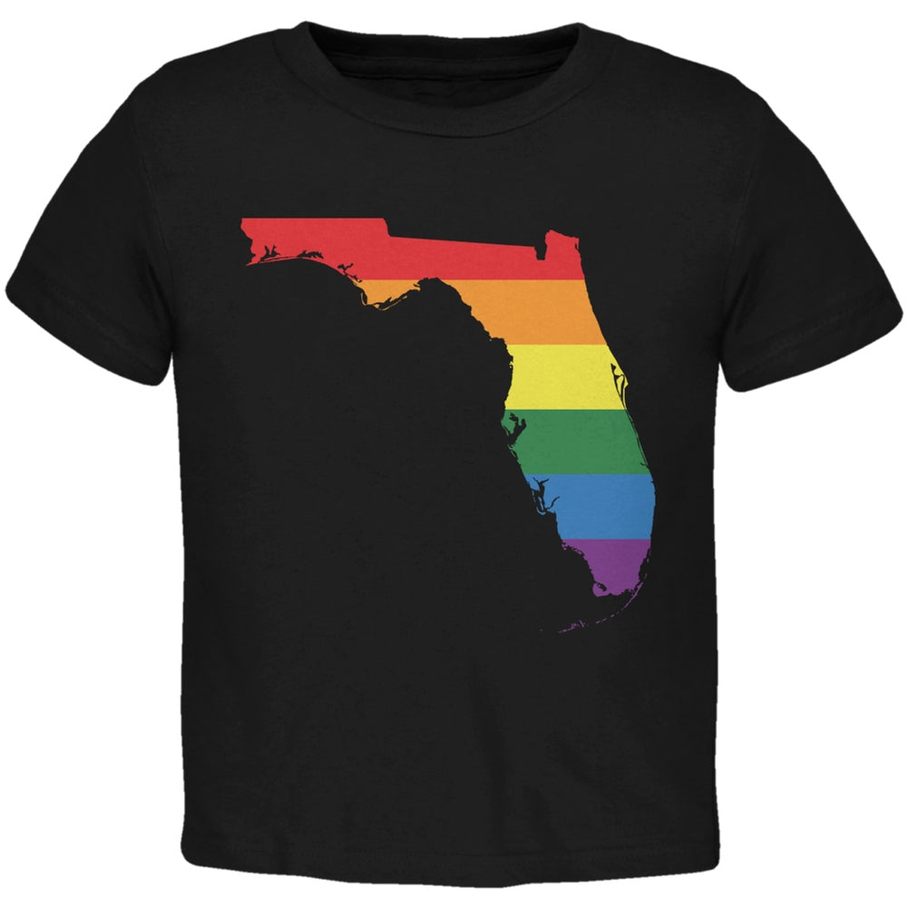 Florida LGBT Gay Pride Rainbow Black Toddler T-Shirt Toddler T-Shirts Old Glory 2T Black