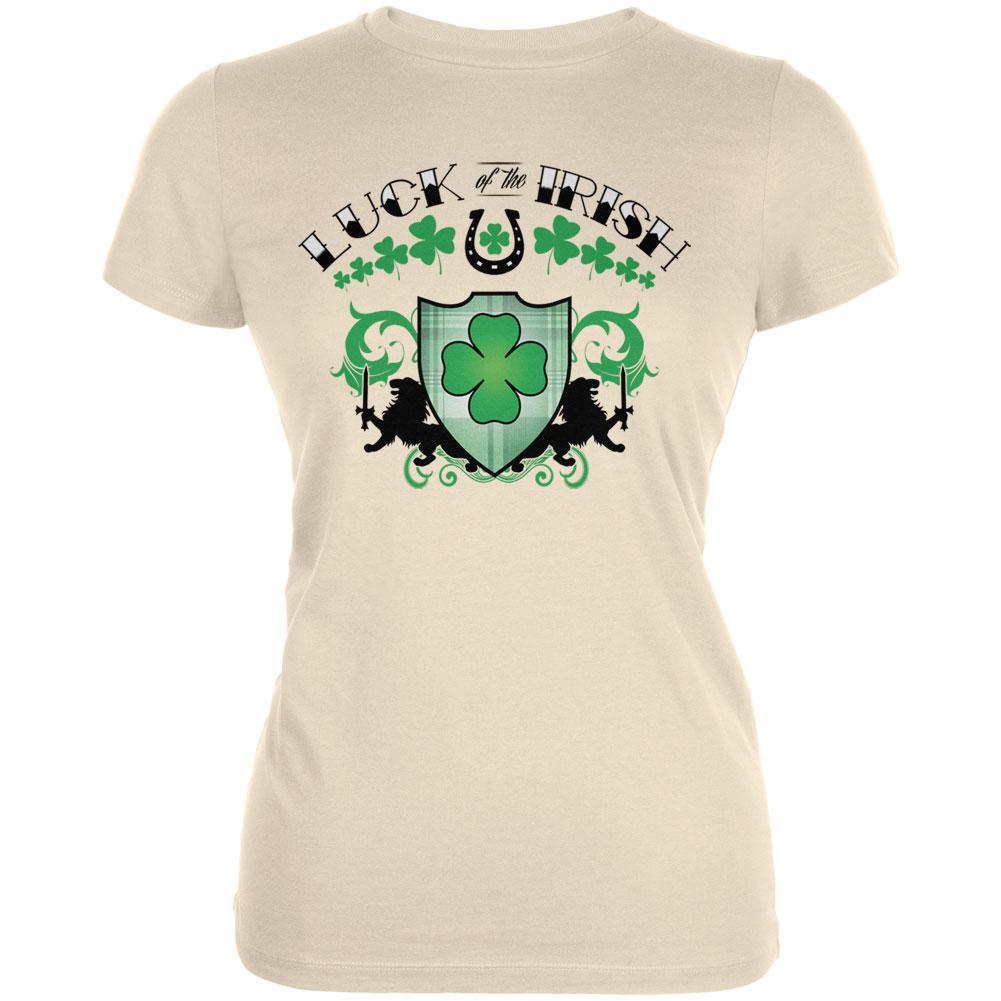 St. Patricks Day - Luck Of The Irish Cream Juniors Soft T-Shirt Juniors T-Shirts Old Glory 2XL Off-White
