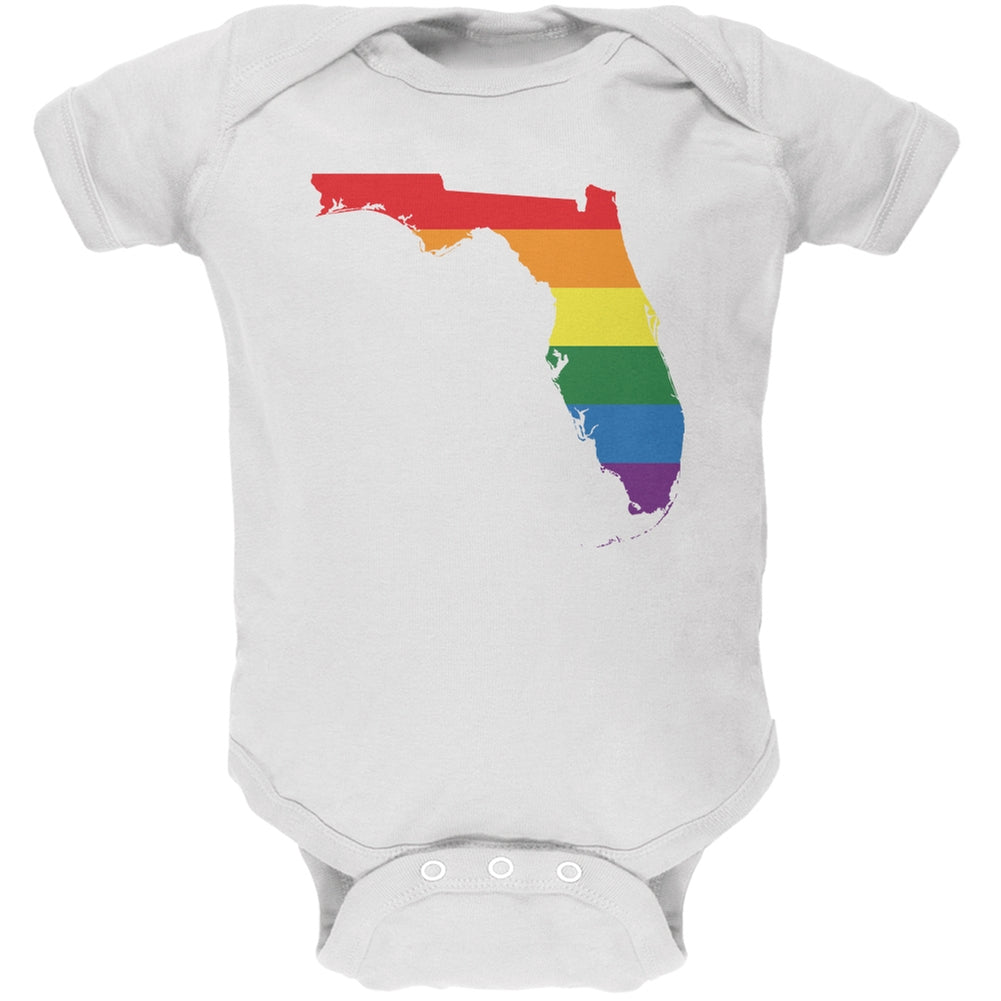 Florida LGBT Gay Pride Rainbow White Soft Baby One Piece Baby One Piece Old Glory 0-3M White