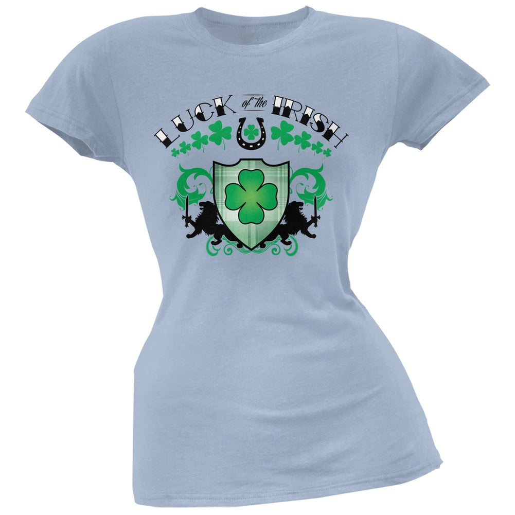 St. Patricks Day - Luck Of The Irish Light Blue Soft Juniors T-Shirt Juniors T-Shirts Old Glory 2XL Blue