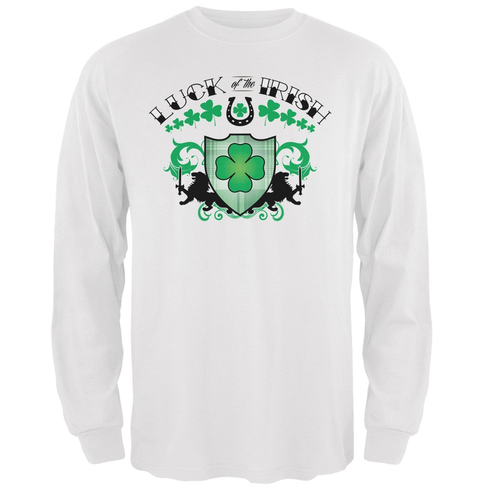St. Patricks Day - Luck Of The Irish White Adult Long Sleeve T-Shirt Men's Long Sleeves Old Glory 2XL White