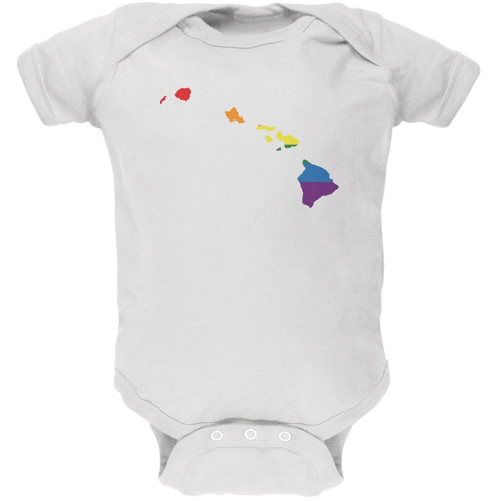 Hawaii LGBT Gay Pride Rainbow White Soft Baby One Piece Baby One Piece Old Glory 0-3M White