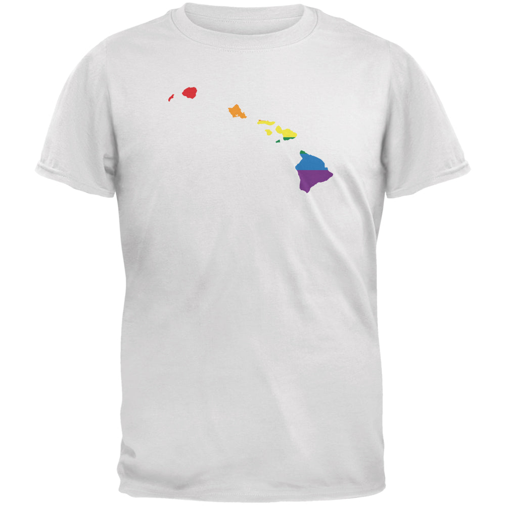 Hawaii LGBT Gay Pride Rainbow White Adult T-Shirt Men's T-Shirts LGBT 2XL White