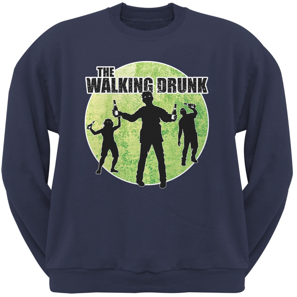St. Patricks Day - The Walking Drunk Navy Adult Sweatshirt Men's Sweatshirts Old Glory 2XL Blue