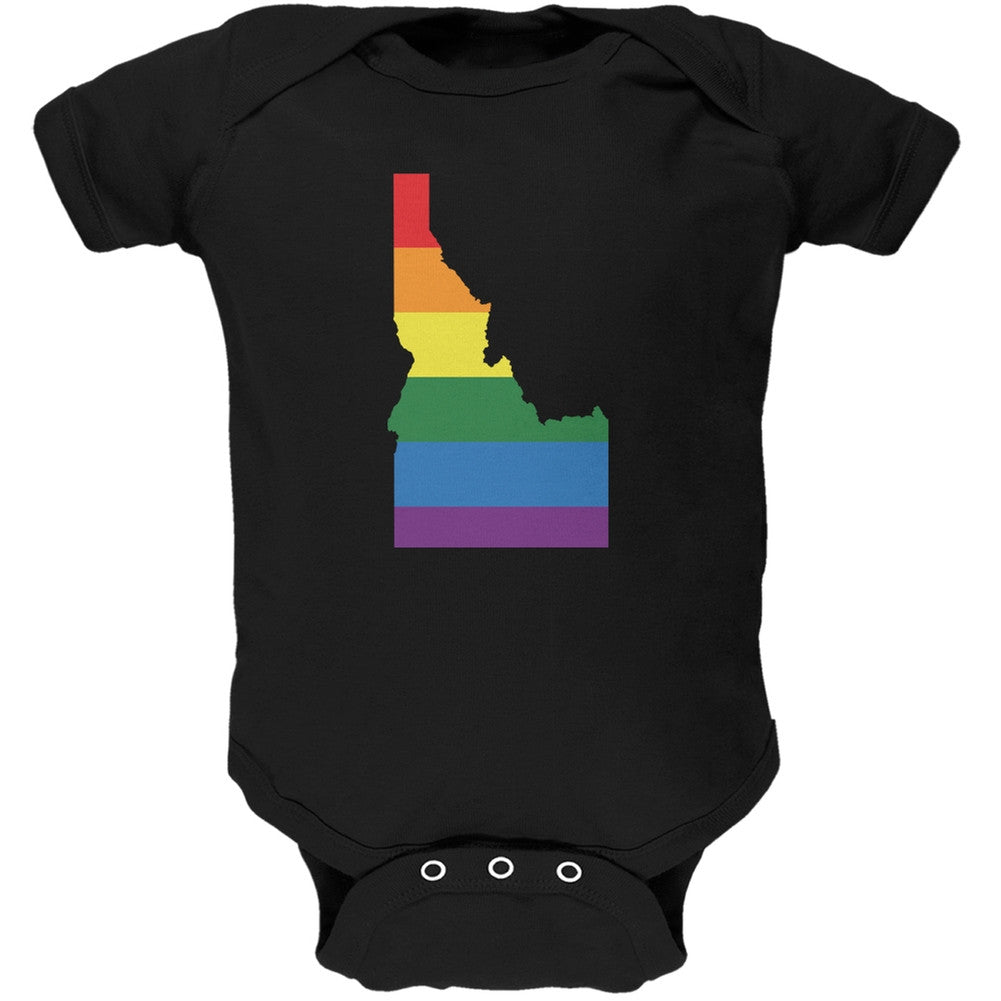 Idaho LGBT Gay Pride Rainbow Black Soft Baby One Piece Baby One Piece Old Glory 0-3M Black