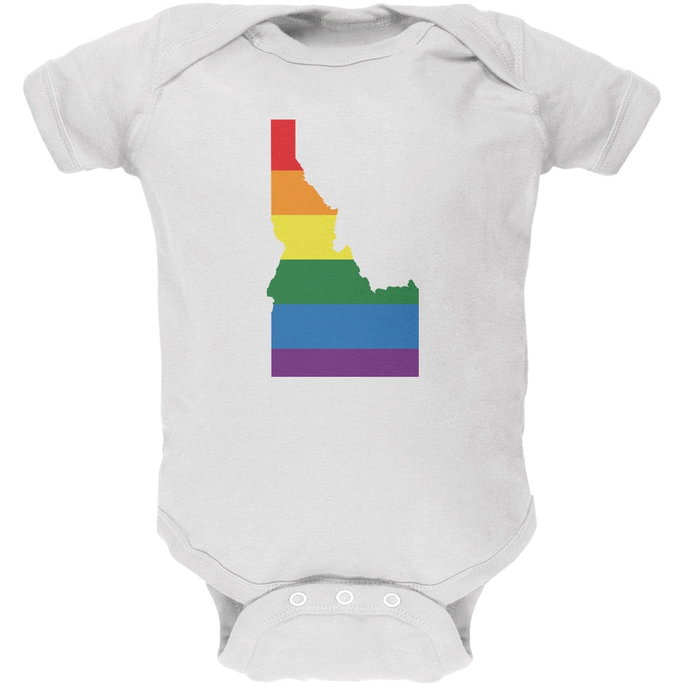 Idaho LGBT Gay Pride Rainbow White Soft Baby One Piece Baby One Piece Old Glory 0-3M White