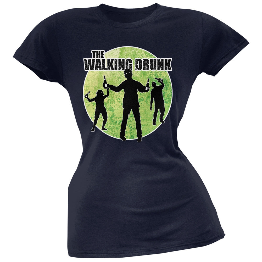 St. Patricks Day - The Walking Drunk Navy Soft Juniors T-Shirt Juniors T-Shirts Old Glory 2XL Blue